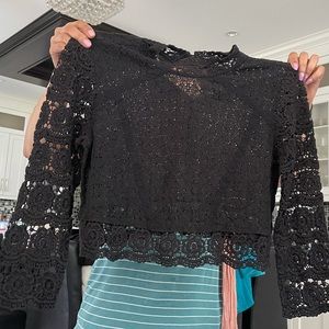 Black lace crop top